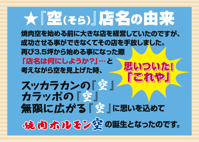 焼肉空店名誕生の由来